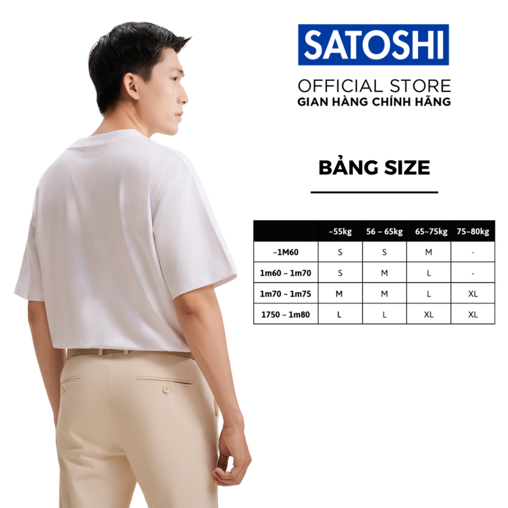 Áo thun nam Satoshi SATS107 tay ngắn cổ tròn hoạ tiết in đơn giản chất vải cotton thoáng mát