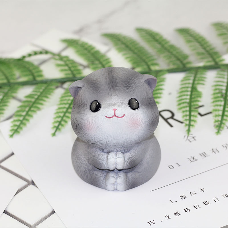 Mô Hình Mèo Xám Cute Dùng Trang Trí Tiểu Cảnh, Decor Bàn Làm Việc, Decor Phòng Ngủ, Làm Quà Tặng