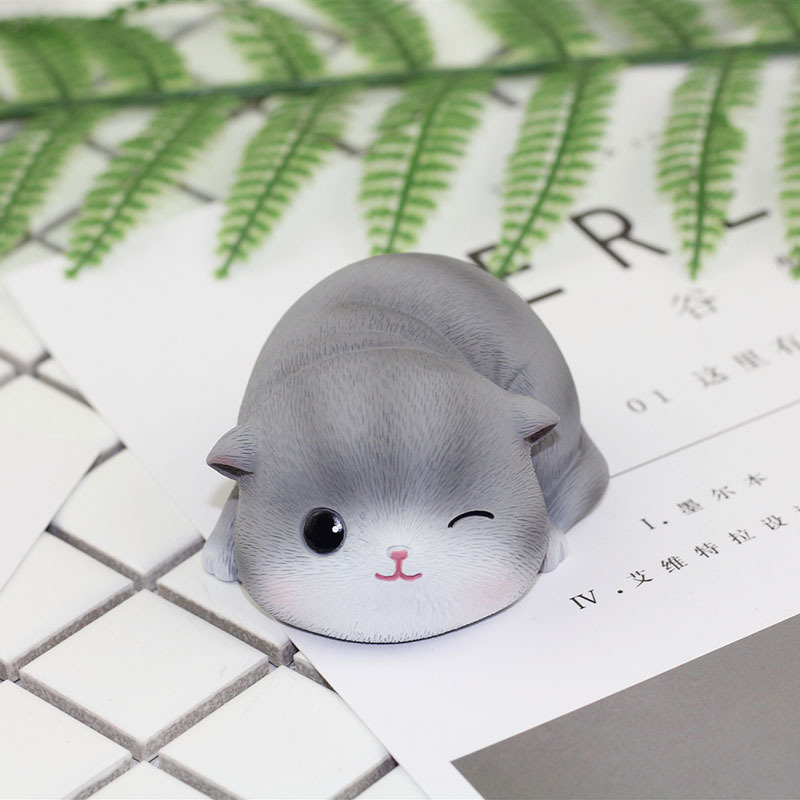 Mô Hình Mèo Xám Cute Dùng Trang Trí Tiểu Cảnh, Decor Bàn Làm Việc, Decor Phòng Ngủ, Làm Quà Tặng