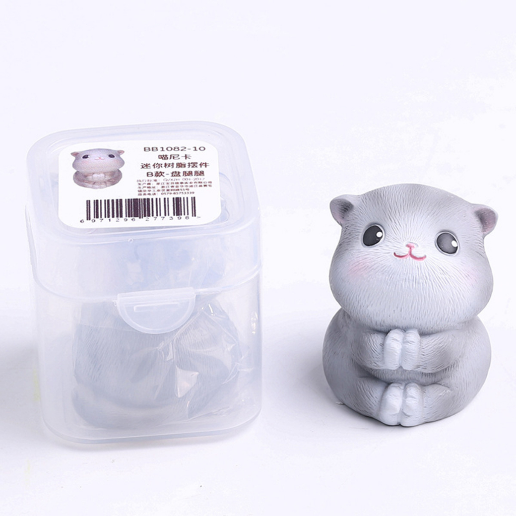 Mô Hình Mèo Xám Cute Dùng Trang Trí Tiểu Cảnh, Decor Bàn Làm Việc, Decor Phòng Ngủ, Làm Quà Tặng