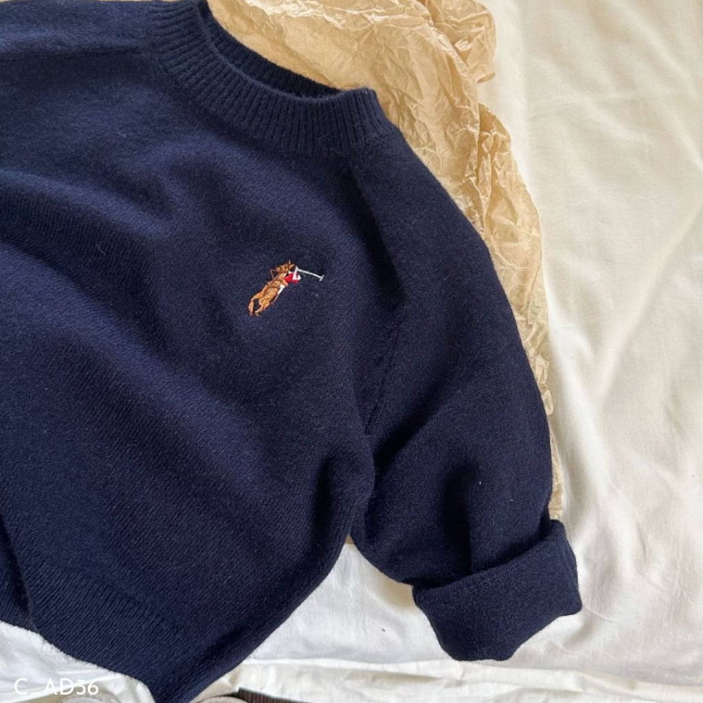 Áo len thêu ngựa EMBES KIDS , áo len bé trai 11kg đến 31kg