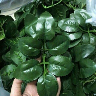 Combo 10,20,30,50 lá hồng trơn gắn cành hoa giả