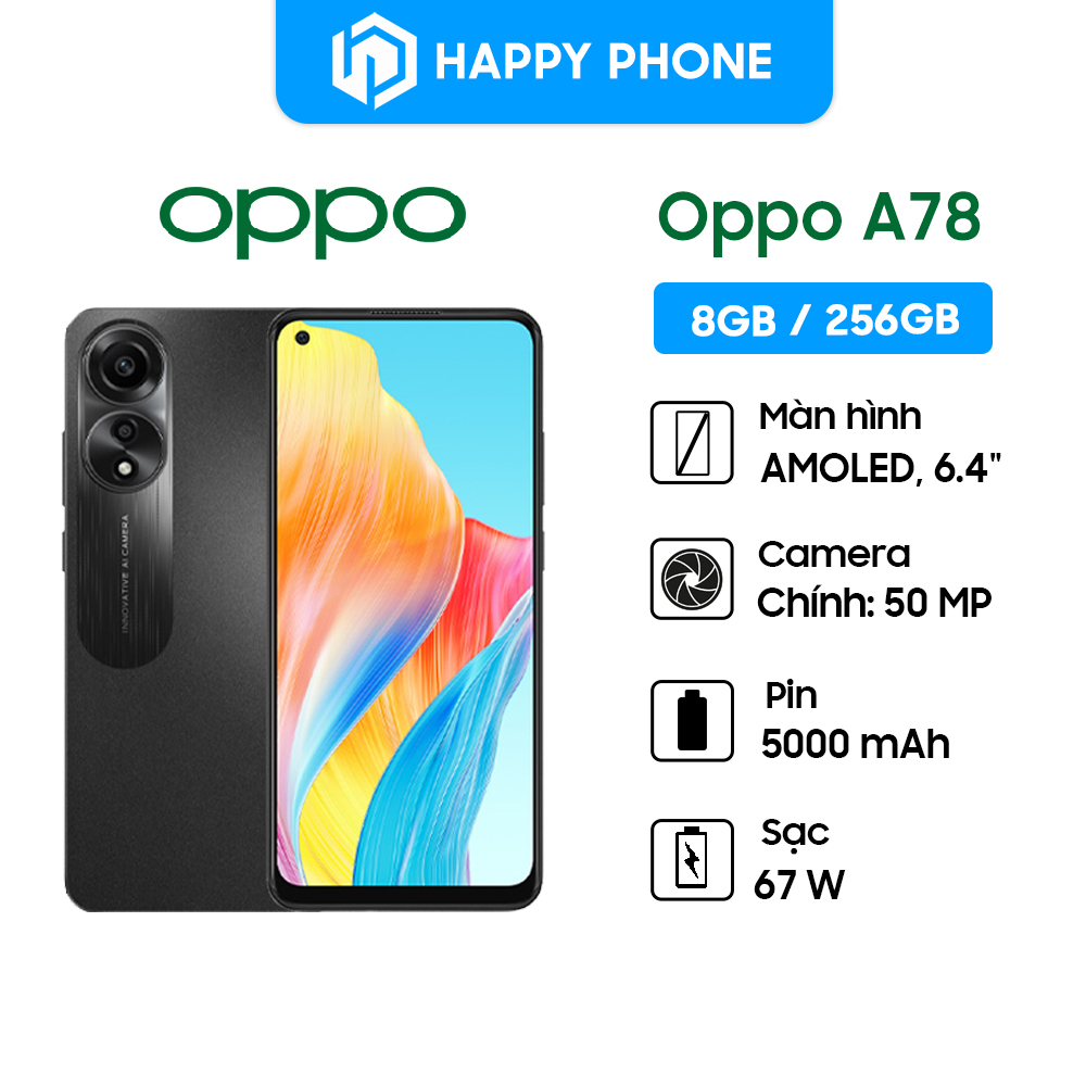 Điện thoại OPPO A78 - Hàng Chính Hãng, Mới 100%, Bảo Hành 12 Tháng