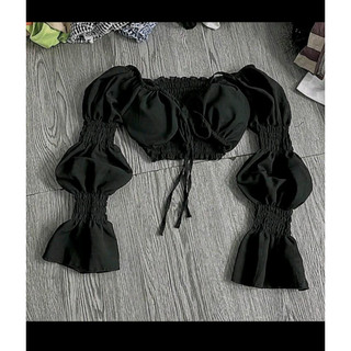 Áo Croptop tay dài đan dây tay phồng xoè xinh