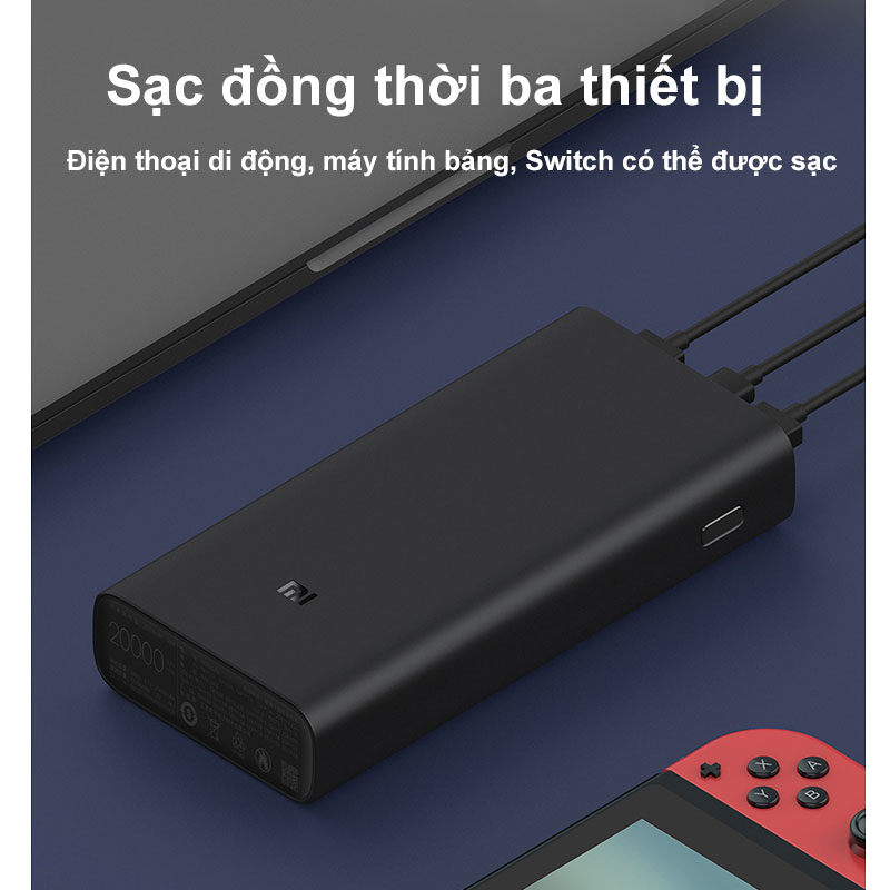 Xiaomi Mi Powerbank 20000mAh 50W Type-C Sạc nhanh hai chiều 74Wh Hỗ trợ sạc máy tính xách tay công suất cao