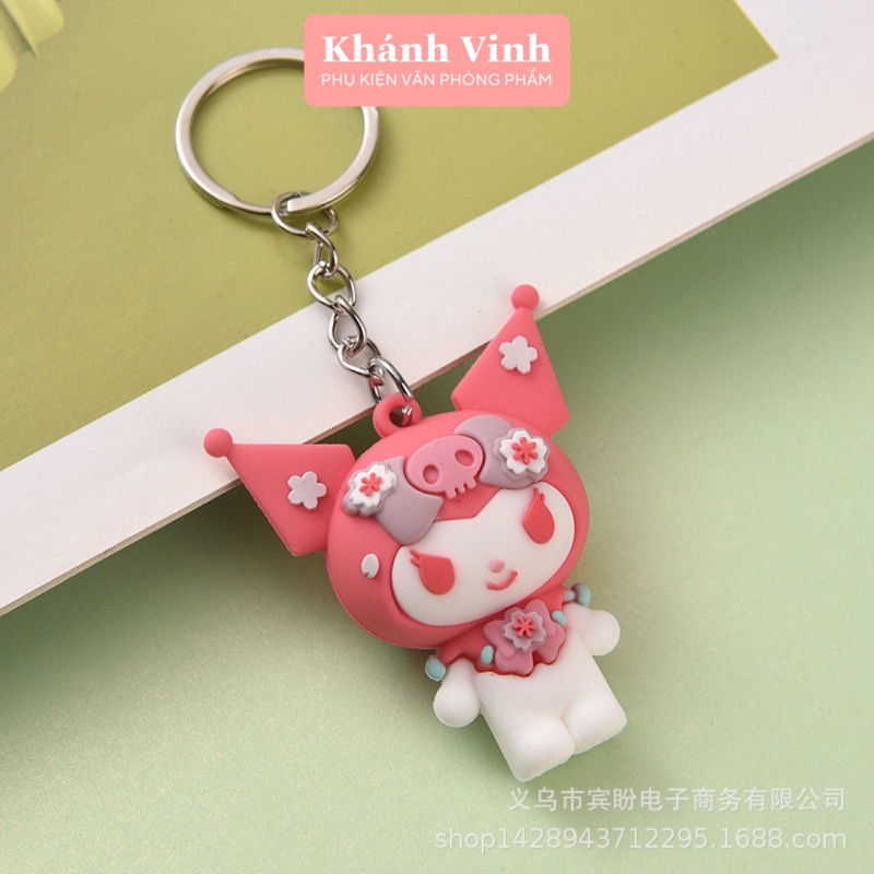 Bộ Móc Khoá Hoạt Hình Sanrio Hình Kuromi Hồng Xinh Xỉu
