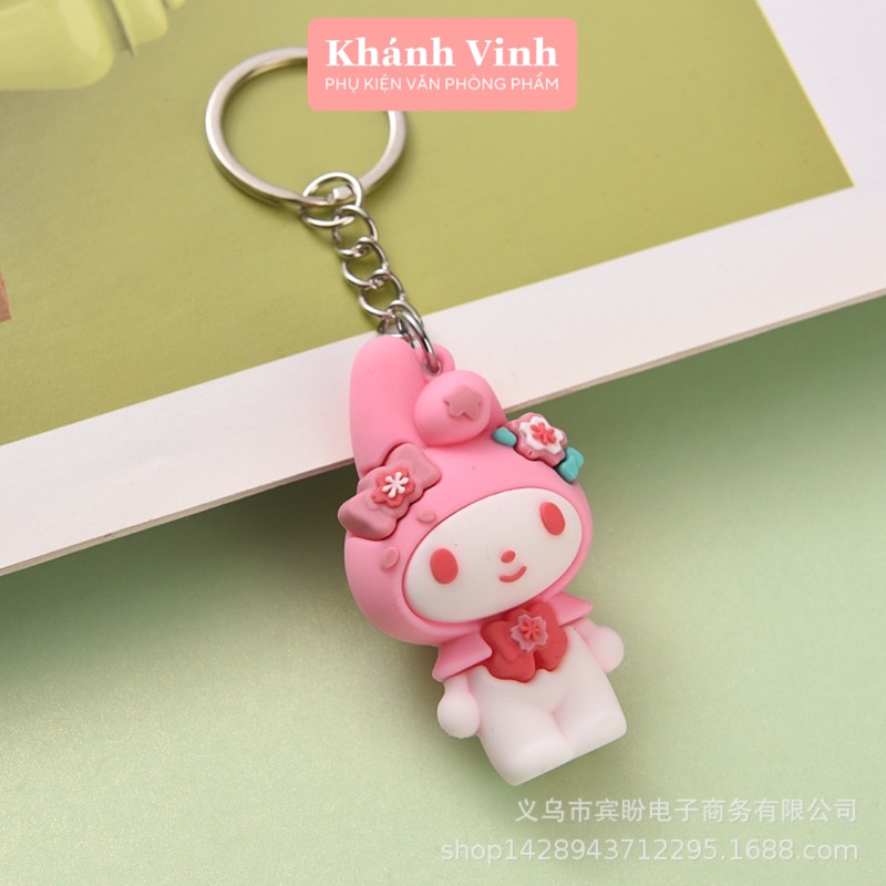 Bộ Móc Khoá Hoạt Hình Sanrio Hình Kuromi Hồng Xinh Xỉu