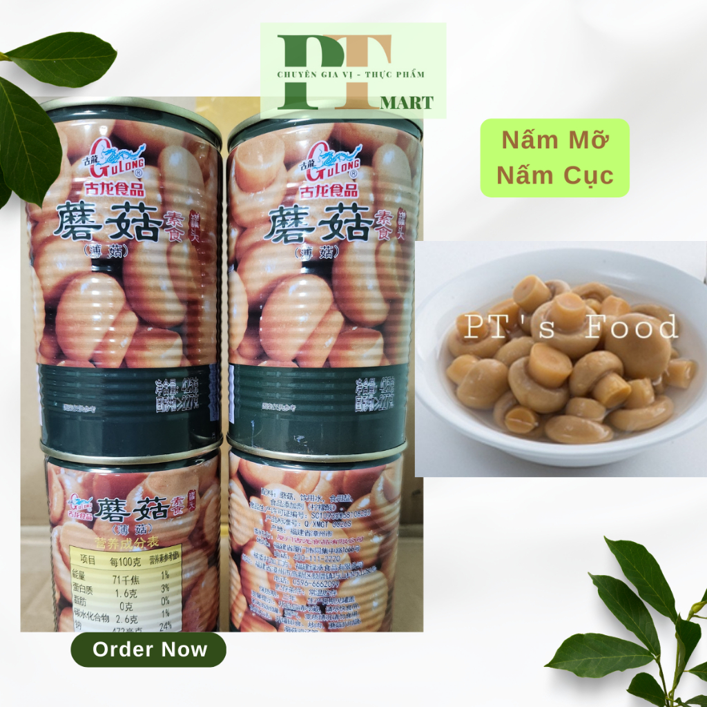 Nấm mỡ Mushrooms đóng hộp Gulong  / nấm lon 425gr