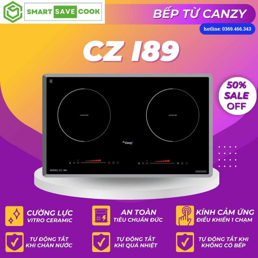 Bếp từ âm bàn canzy CZ I89 bếp từ đa năng cao cấp công nghệ Đức mặt kính cường lực chống xước điều khiển cảm ứng BH 3Năm