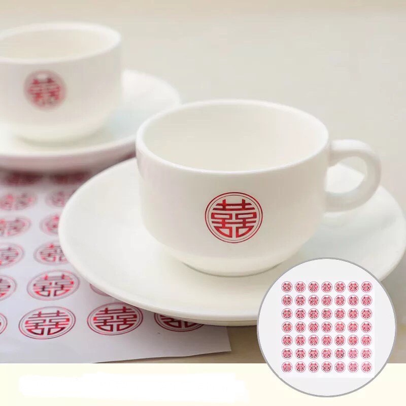 Cuộn 500 Decal chữ Song Hỷ, Tem Dán Chữ Song Hỷ Trang Trí Đám Cưới