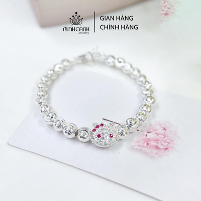 Vòng Bạc Bi Phay Hello Kitty Cho Bé - Minh Canh Jewelry