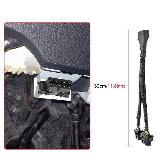 DÂY CHIA 2 CỔNG OBD,Dây Cáp Nối Dài 30CM 2 Trong 1 OBD 2 OBD2 16 CHÂN