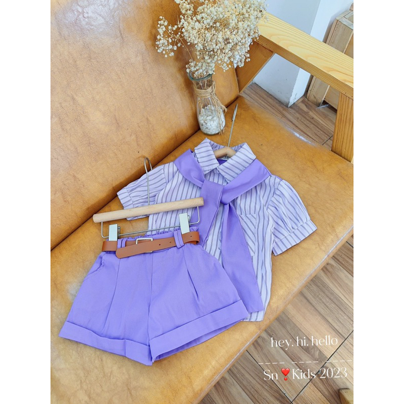 Bán giá sỉ: 8-30kgSet quần kaki mềm áo sơmi cột khăn  siêu mềm mại, kèm thăt lưng