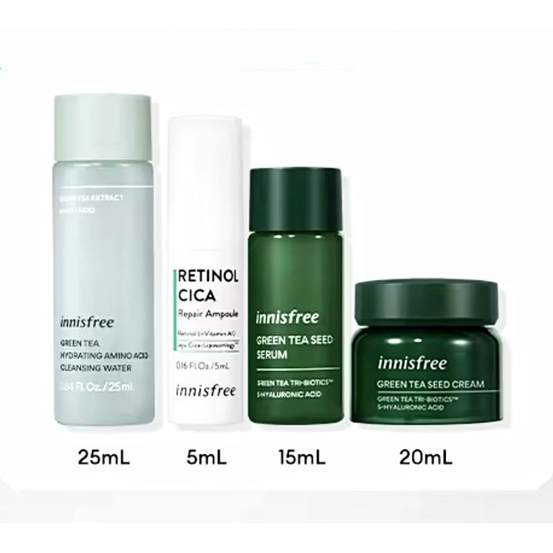 ( Mẫu Mới 2023) BỘ PHỤC HỒI DỊU DA VÀ DƯỠNG ẨM MỊN MÀNG TRÀ XANH INNISFREE GREEN TEA SEED CREAM