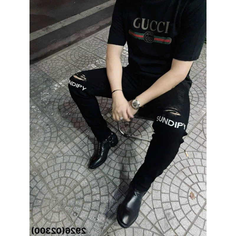 Quần Amiri Rách Gối Nam Cây Dừa Like_Au 4 Khuy Quần Jean Nam Amiri Slimfit Wash Xanh Vàng MH01