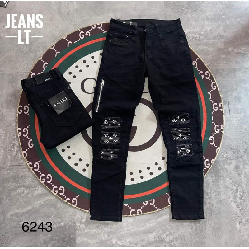 Quần Amiri Rách Gối Nam Cây Dừa Like_Au 4 Khuy Quần Jean Nam Amiri Slimfit Wash Xanh Vàng MH01