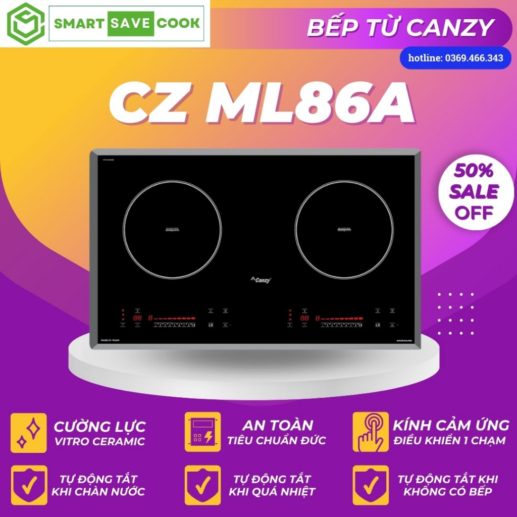 Bếp từ canzy CZ ML86A bếp từ đôi cao cấp công nghệ Đức mặt kính cường lực chống xước điều khiển vuốt chạm