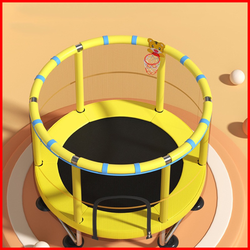 Nhà nhảy nhún, Nhà bóng trẻ em, nhà nhún lò xo lục giác có lan can, Đệm nhún lò xo cho bé trọng tải 250kg