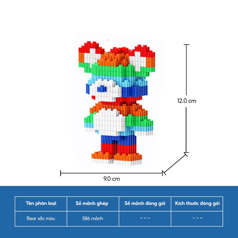 Đồ Chơi Mô Hình Lắp Ráp Gấu Bear Brick 3D Size 12cm
