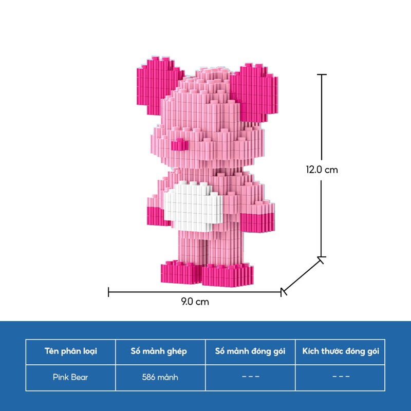 Đồ Chơi Mô Hình Lắp Ráp Gấu Bear Brick 3D Size 12cm