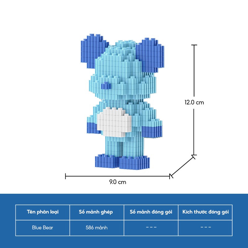 Đồ Chơi Mô Hình Lắp Ráp Gấu Bear Brick 3D Size 12cm