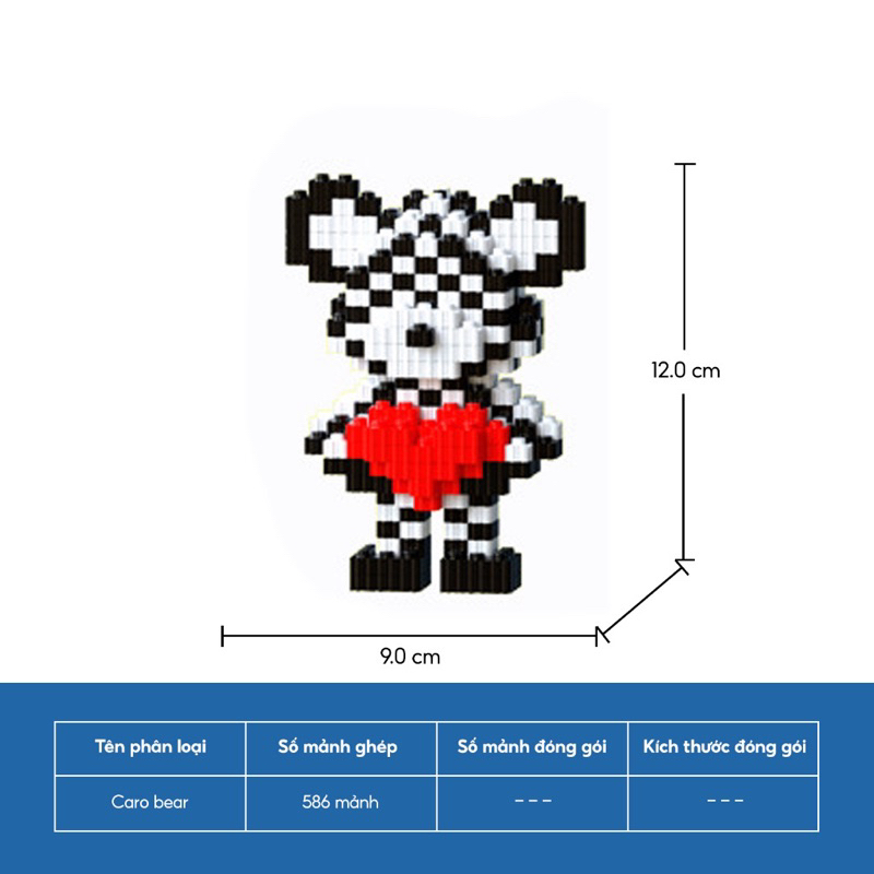 Đồ Chơi Mô Hình Lắp Ráp Gấu Bear Brick 3D Size 12cm