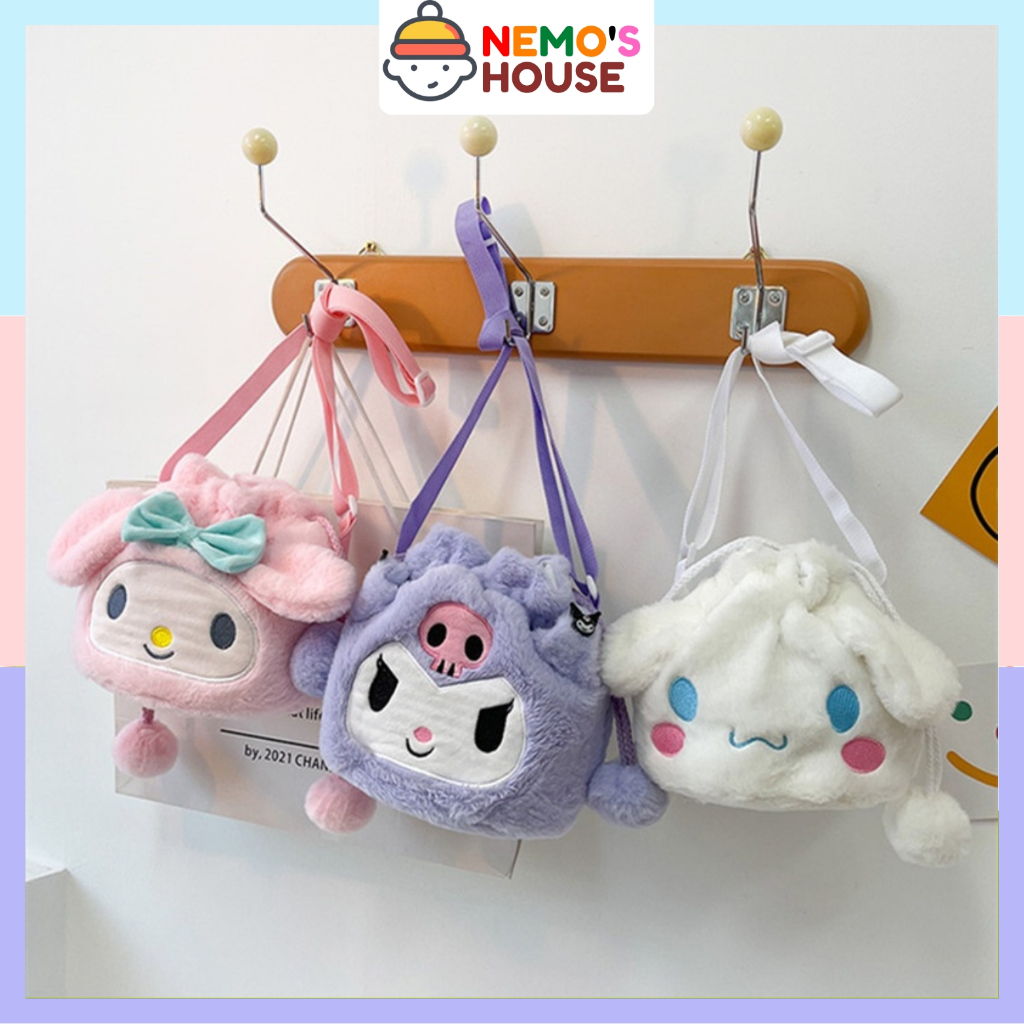 Túi đeo chéo gấu bông Kuromi phong cách hoạt hình đáng yêu, túi đeo chéo thú bông phong cách hoạt hình Nhật Bản hottrend