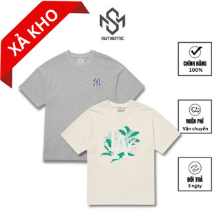 Áo thun unisex MLB/ Newera chính hãng nam nữ in logo LA/ NY đặc trưng chất co giãn mặc mát