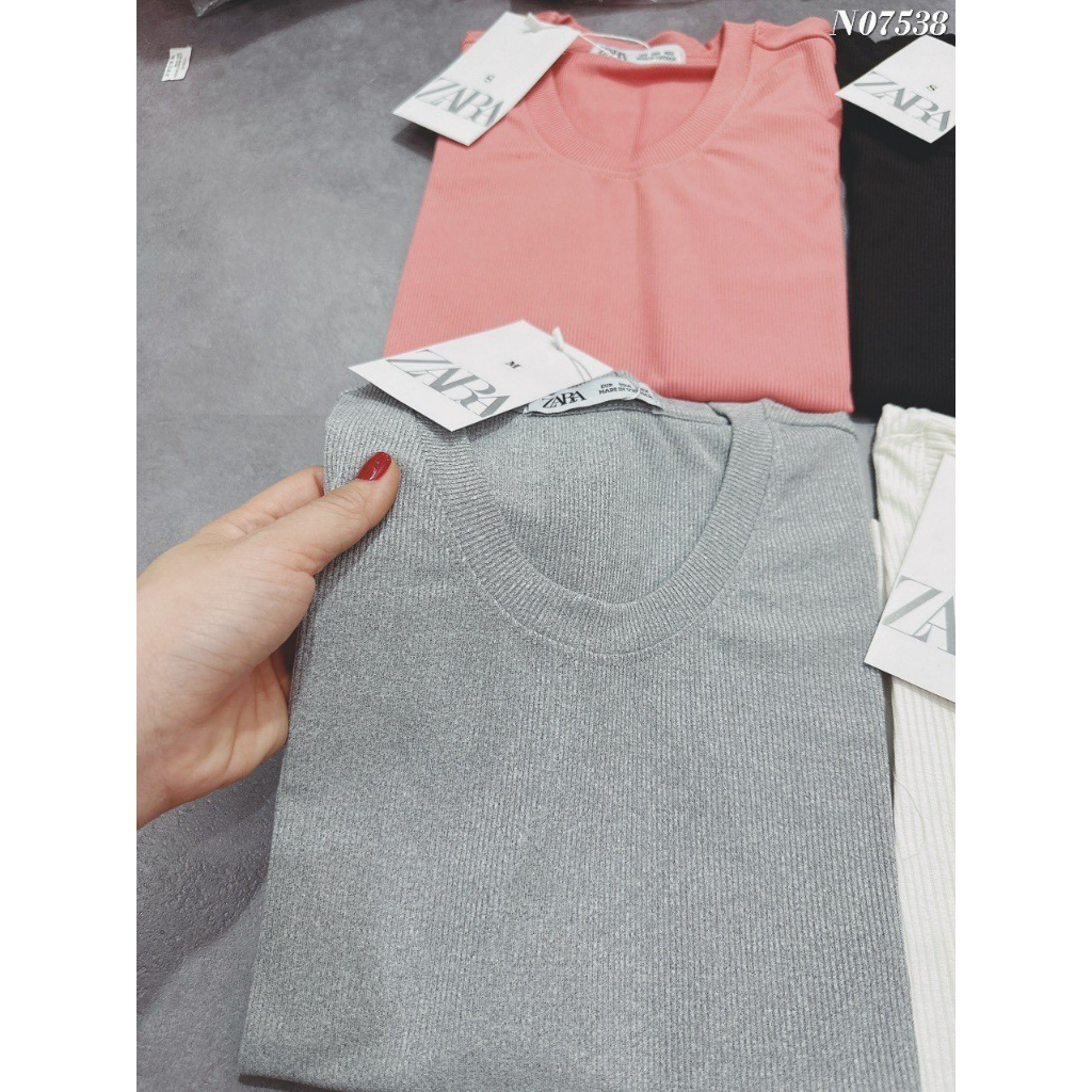 Áo phông tăm cộc tay cổ tròn zara cho nữ nhiều màu dễ mặc chất liệu mềm mát siêu co giãn cực tôn dáng