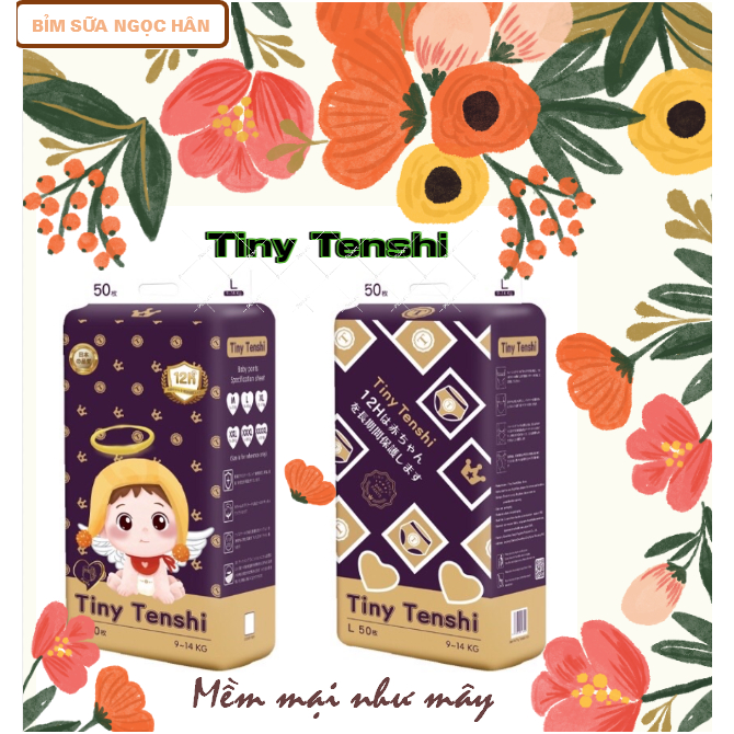 Tã Quần Tiny Tenshi . Tã Tiny Tenshi M50/L50/XL50/XXL50/XXXL50/XXXXL50/5XL50 đệm mây 4 chiều, siêu thấm hút