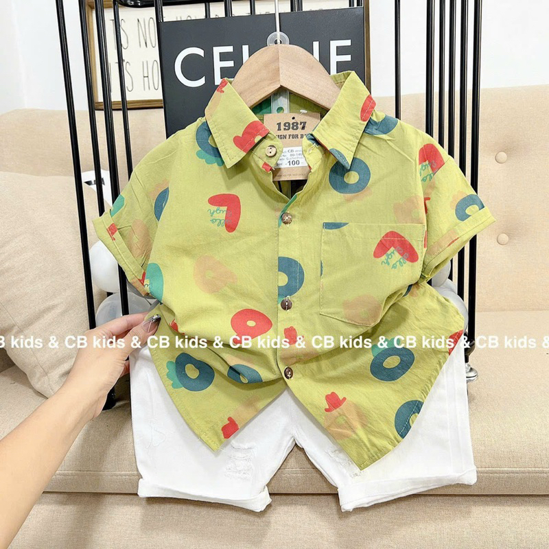 Set  SƠMI HÀN , in tràn nền Mix quần bò giãn 4c cực dễ thương