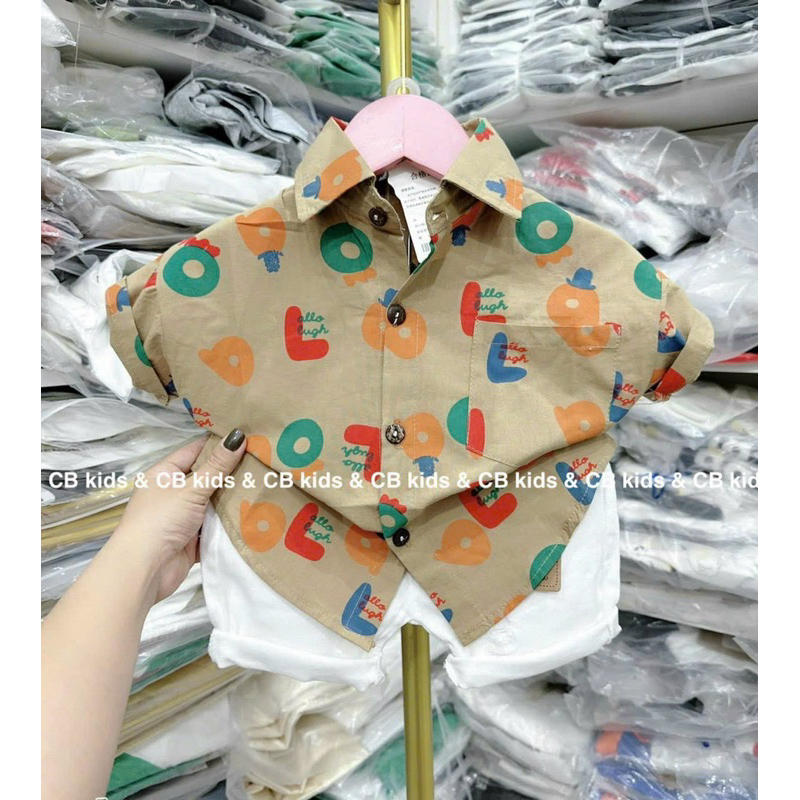 Set  SƠMI HÀN , in tràn nền Mix quần bò giãn 4c cực dễ thương