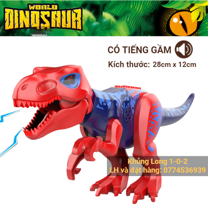 Khủng Long Bạo Chúa 2023 Có Tiếng Gầm Độc Đáo Màu Xanh Dương Đỏ Dài 28cm x 12cm Jurassic World