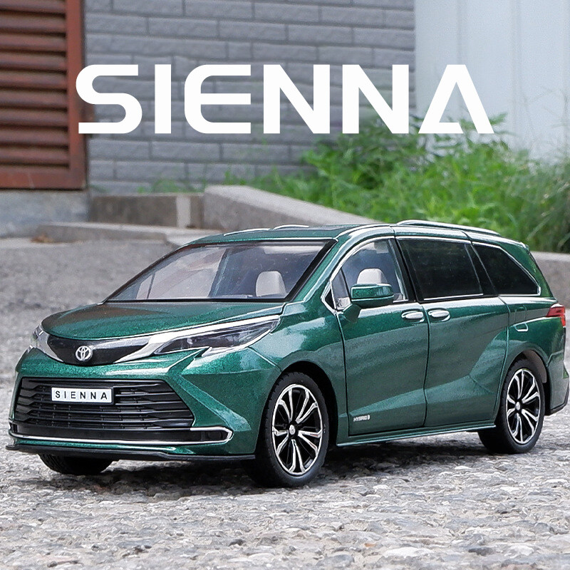 Xe mô hình Toyota Sienna 2022 tỉ lệ 1/24 vỏ kim loại, xe hơi trưng bày mở được cửa, có còi, âm thanh, đèn