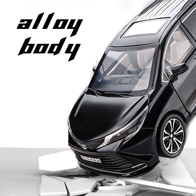 Xe mô hình Toyota Sienna 2022 tỉ lệ 1/24 vỏ kim loại, xe hơi trưng bày mở được cửa, có còi, âm thanh, đèn