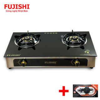 Combo bếp gas khung inox mặt kính fujishi ki-224a + bộ dây van ngắt gas tự động namilux - bh chính hãng 1 năm