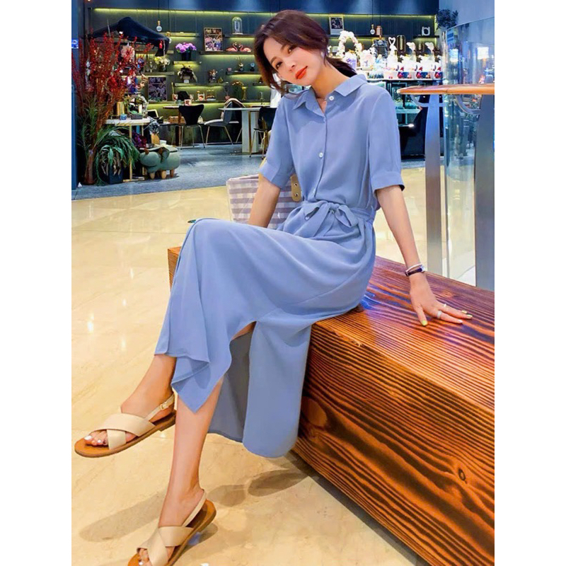 Đầm sơ mi nút trắng 3 màu