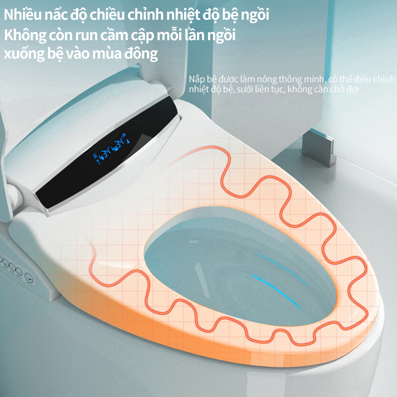 Bồn cầu thông minh toilet toa lét bệ xí bồn tiêu bồn cầu xịt nước tự động xịt rửa đa chức năng FU517*