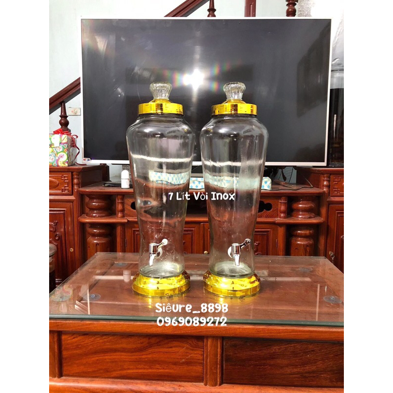 Bình Ngâm Rượu Thuỷ Tinh 3 Lít , 4 Lít , 7 Lit Không Vòi và có Vòi