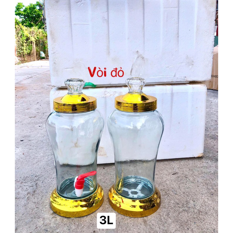 Bình Ngâm Rượu Thuỷ Tinh 3 Lít , 4 Lít , 7 Lit Không Vòi và có Vòi