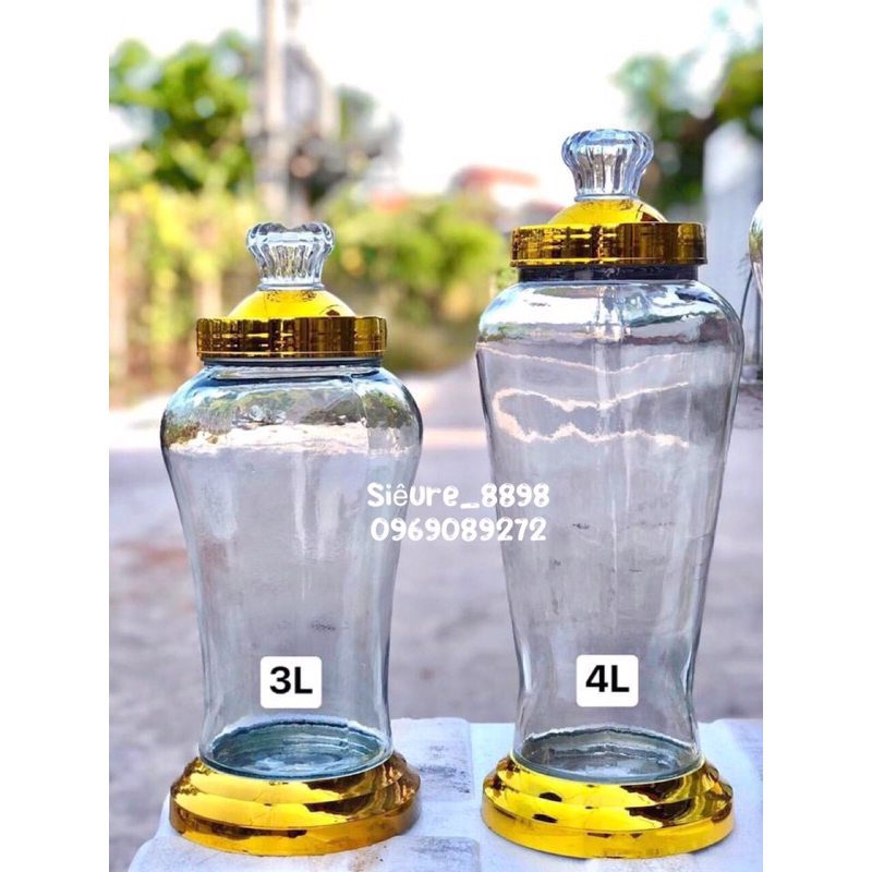 Bình Ngâm Rượu Thuỷ Tinh 3 Lít , 4 Lít , 7 Lit Không Vòi và có Vòi