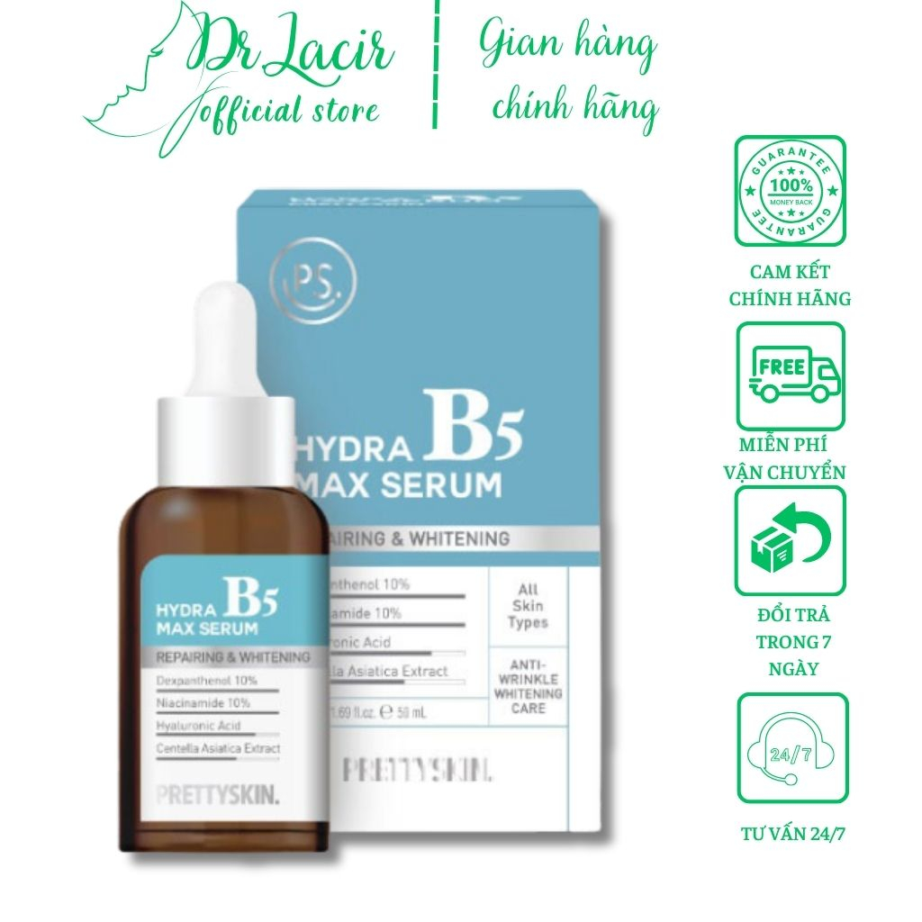 Tinh Chất Phục Hồi Da Hydra B5 Max Serum Prettyskin Hàn Quốc Giúp Dưỡng Trắng Phục Hồi Da 50Ml Chính Hãng