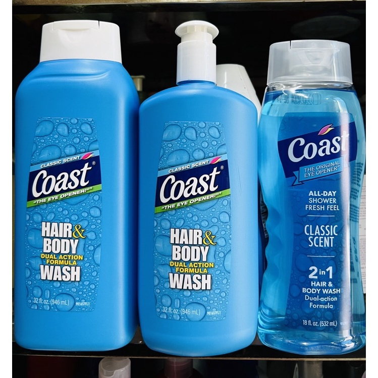 Sữa tắm gội nam Coast Hair & Body Wash Classic 946ml / Sữa tắm Coast Mỹ 532ml
