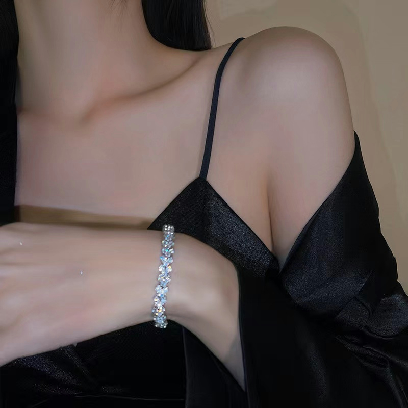 🍒🍒CHERRYKOKO Vòng Tay Đính Đá Lấp Lánh Sang Trọng Thời Trang Cho Nữ