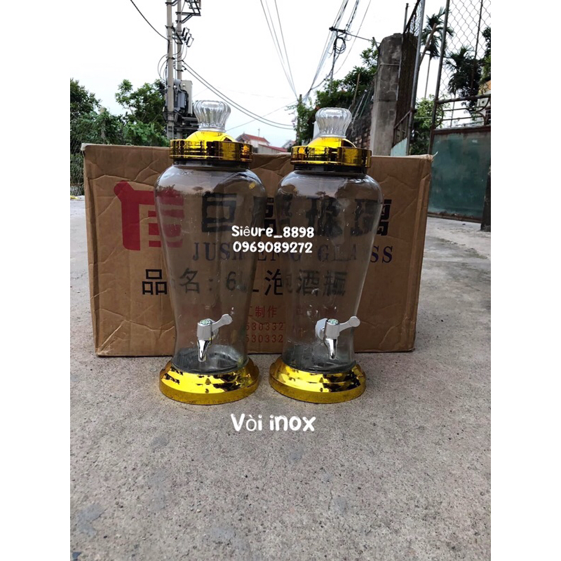 Bình Ngâm Rượu Thuỷ Tinh 3 Lít , 4 Lít , 7 Lit Không Vòi và có Vòi Inox