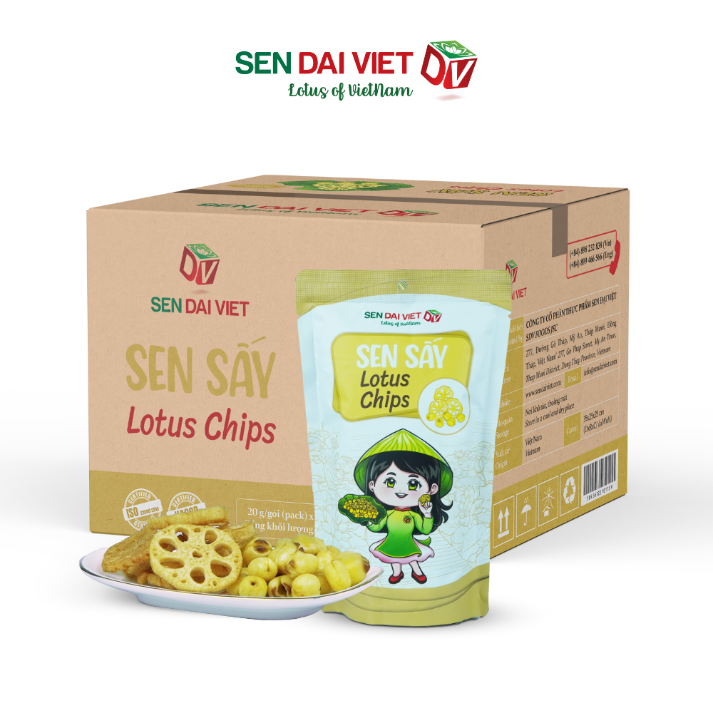 [Thùng 30 Gói] Sen Sấy Nguyên Vị- Không Đường, Ăn Vặt Không Lo Tăng Cân, ĐV- Sen Đại Việt-Gói 30g- Date Mới Nhất