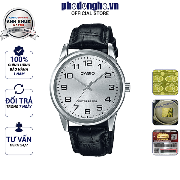 Đồng hồ nam dây da Casio chính hãng Anh Khuê MTP-V001L-7BUDF