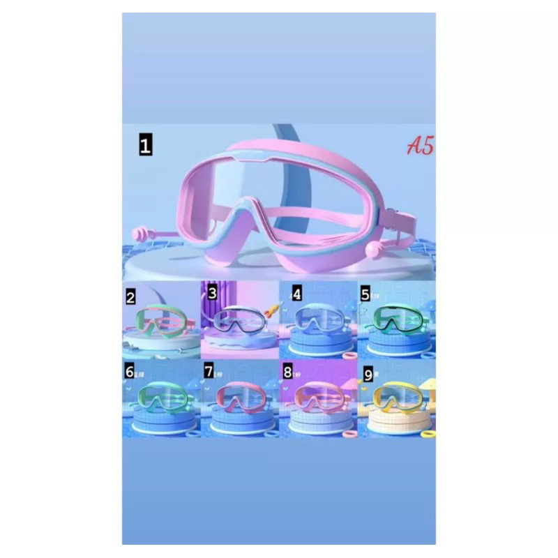 Kính bơi góc nhìn rộng mắt kính trong suốt chống sương mù cho bé gái và trai YG2080