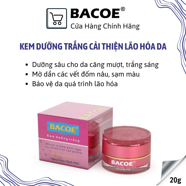 KEM BACOE KEM DƯỠNG TRẮNG BACOE KEM DƯỠNG TRẮNG CẢI THIỆN LÃO HÓA DA BACOE