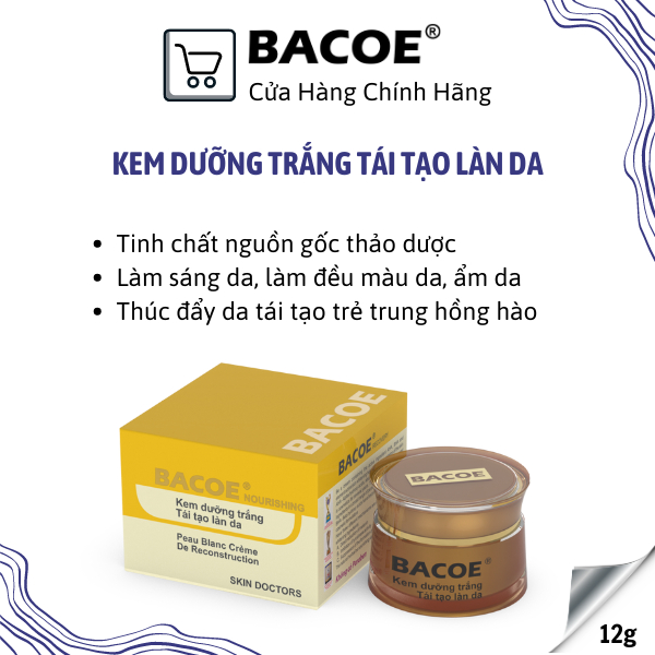 KEM BACOE KEM DƯỠNG TRẮNG TÁI TẠO LÀN DA LÀM MỜ NẾP NHĂN BACOE